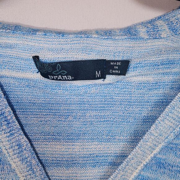 Prana Blue & White Lightweight Hoodie Knit Sweater Size M - Picture 4 of 5